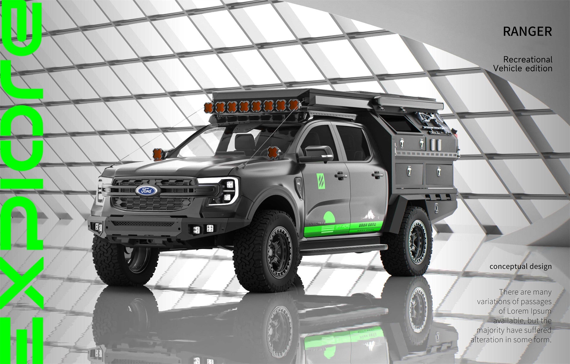 Hard-Shell Pop-Up Camper Box for Pickup Trucks Compatible with Ranger and Other Popular Models